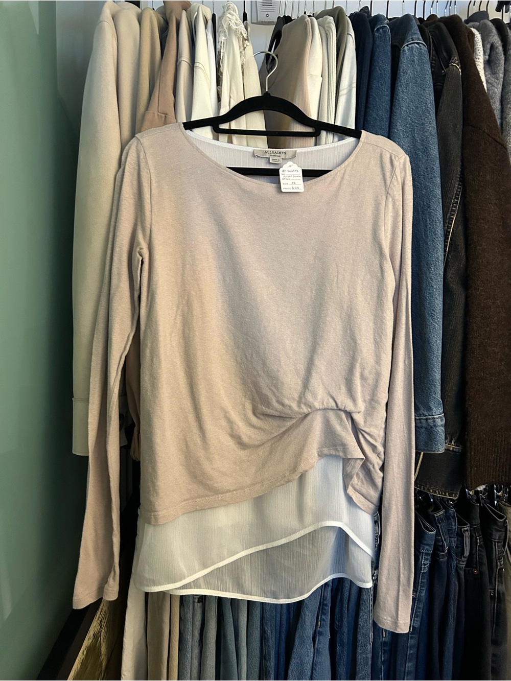 All Saints Women's Cream Layered Knit Top